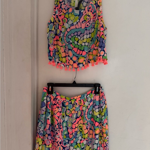 Lilly Pulitzer Dresses & Skirts - Lilly Pulitzer Neon Pink and Green Skirt Set